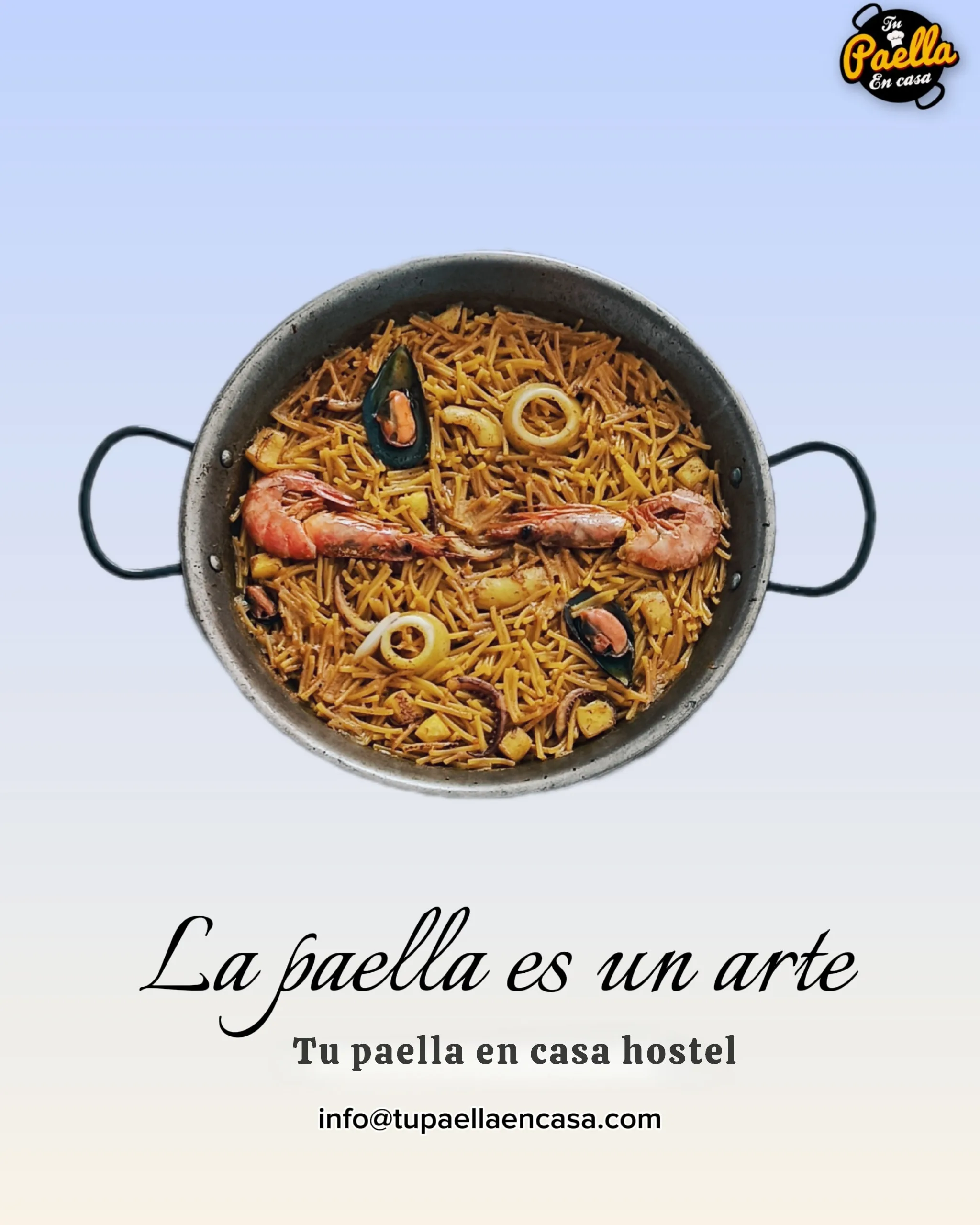 Fideuá de marisco con gambas y mejillones
