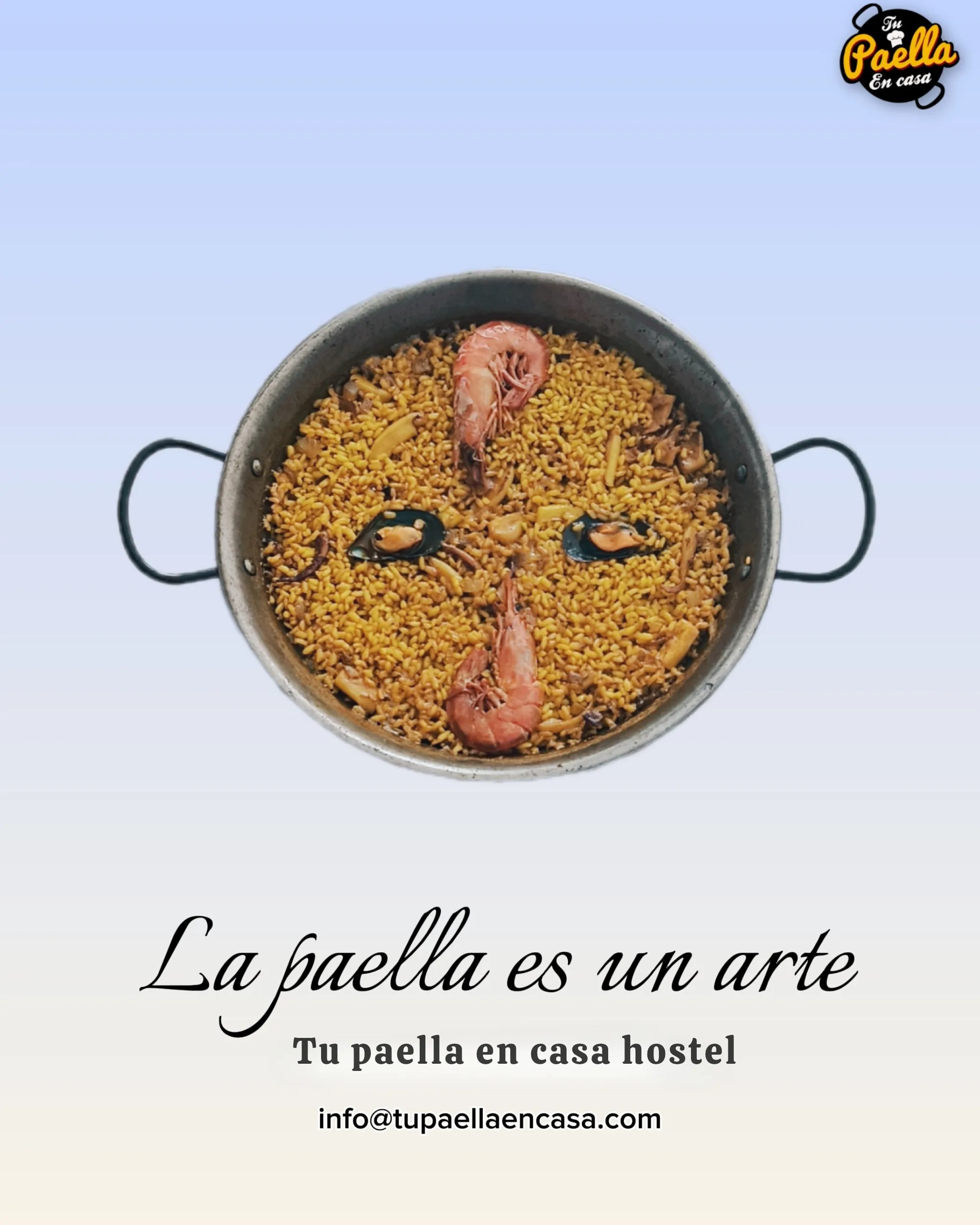 Paella de marisco con gambas y mejillones